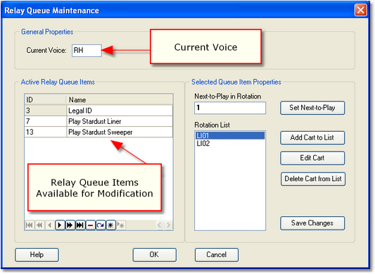 Relay Queue Maintenance Dialog