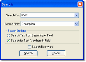 Log Status Search Dialog