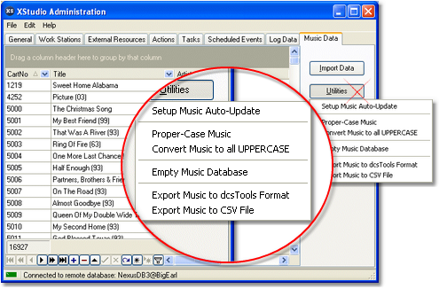 Music Database Utilities Menu