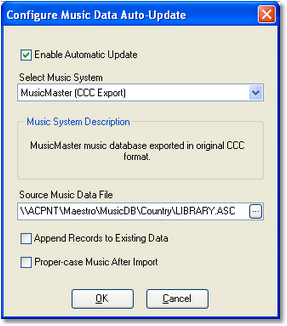 Music Auto-Update Configuration Dialog