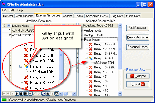 Action Assigned to Relay Input