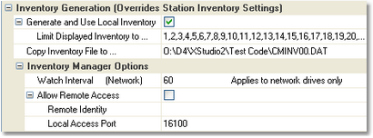 Inventory Generation properties (Expanded View)