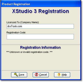 XStudio Registration Dialog