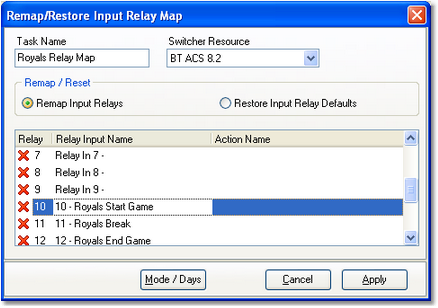 Selecting an Input Relay to Remap