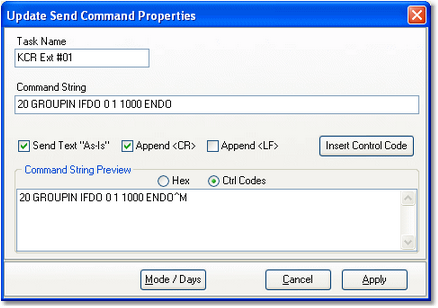 Command String preview in Control Codes