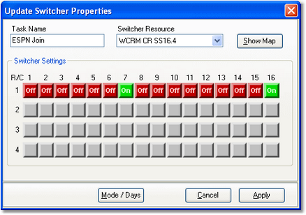 Example 16x4 Update Switcher Dialog