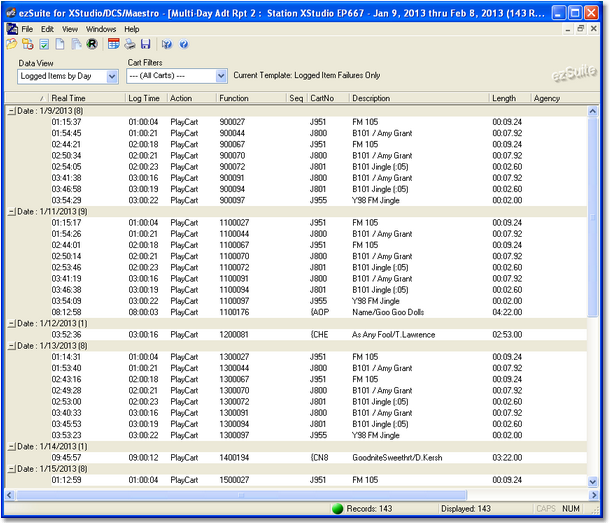 Multi-Day Report Grouped by Date