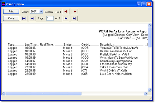 Reconcile Report Print Preview