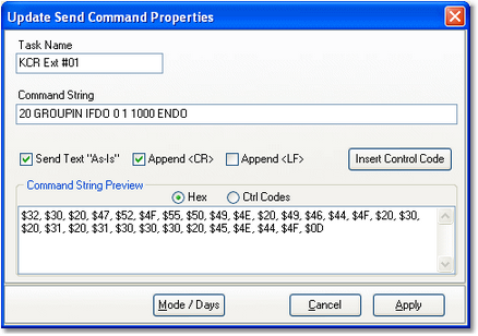 Command String preview in Hex