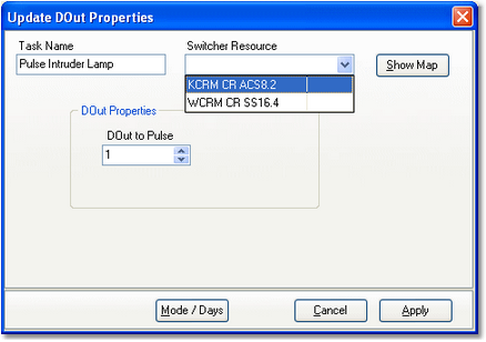 Selecting the switcher resource for a DOut