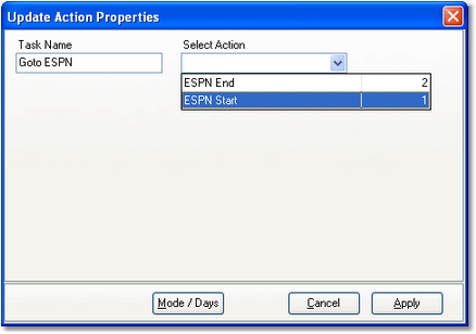 Selecting an Action for the Use Existing Action task