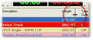 Adjusting log column width