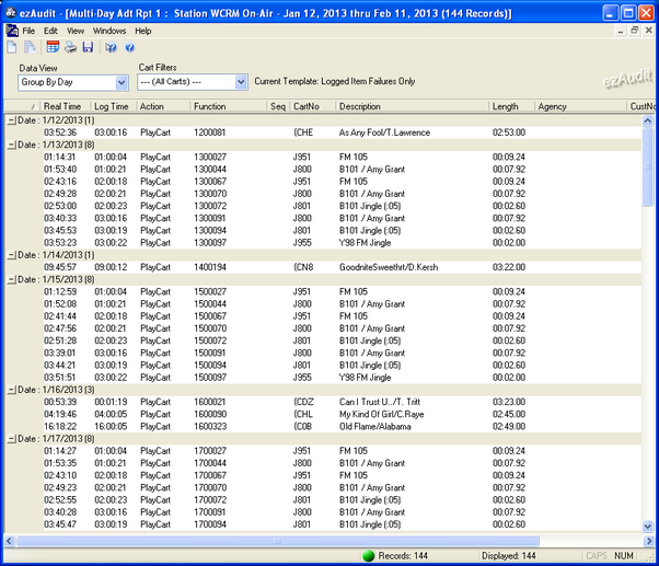 Multi-Day Report Grouped by Date